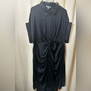 Steve Madden Elegant Black Button-Up Long Sleeve Dress